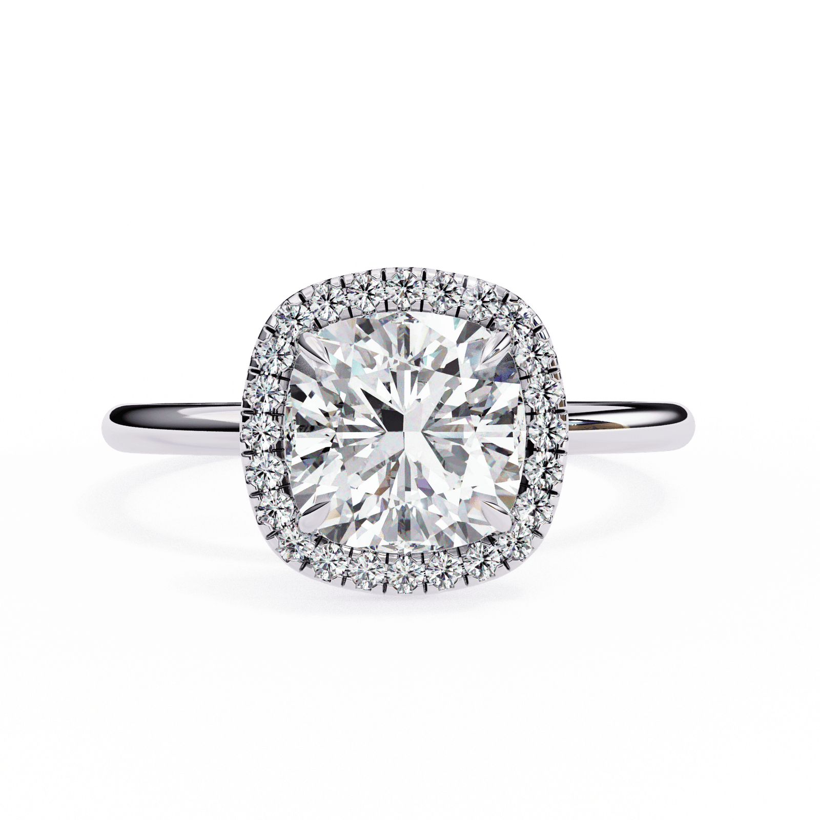 Cushion-Cut Diamond Halo Engagement Ring